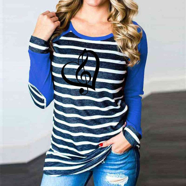 Striped Treble Clef Heart T-shirt