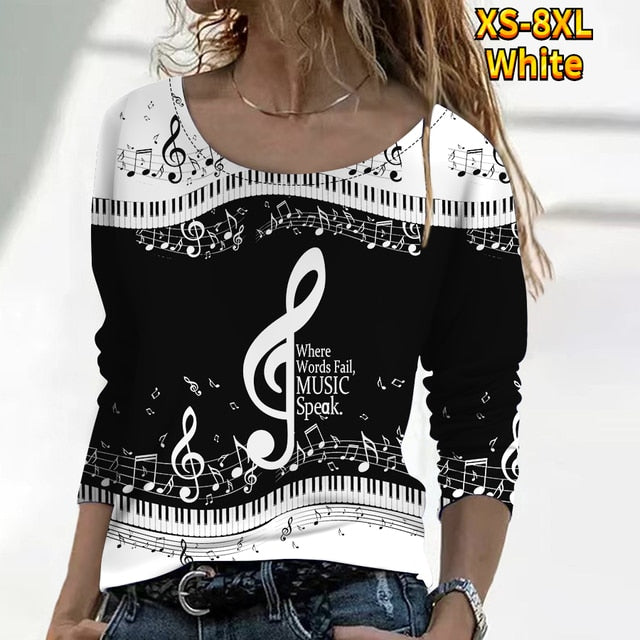 Music & Piano Keys Casual Blouse