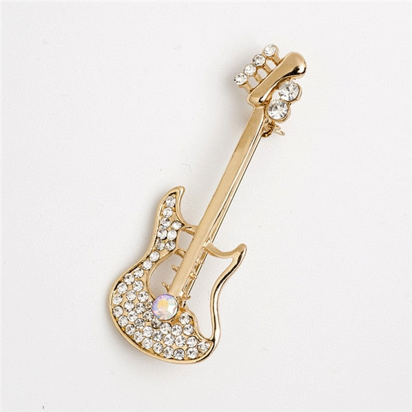Gold Silver Plated Guitar Brooch