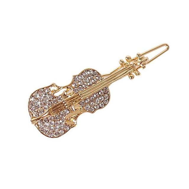 Crystal Rhinestone Violin Hairpin