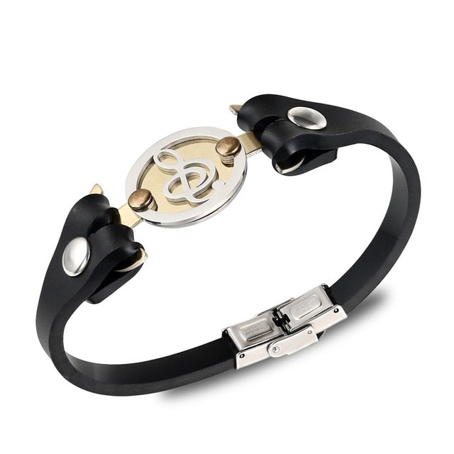 Music Note Leather Charm Bracelet