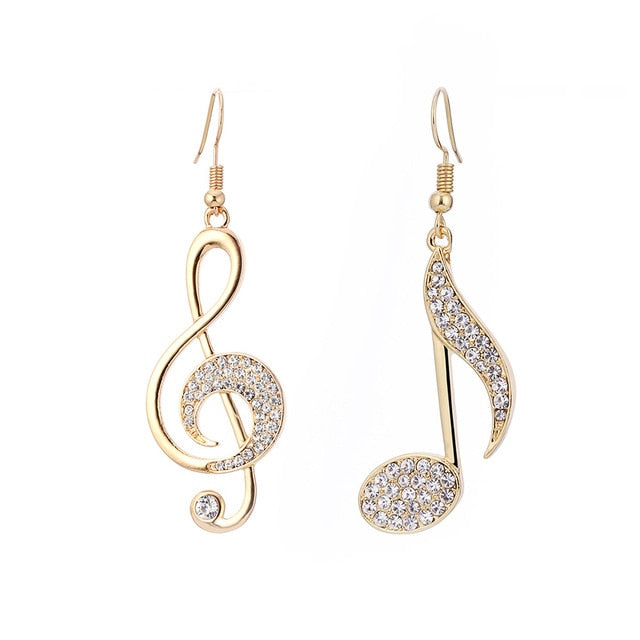 Music Note Crystal Stud Earrings