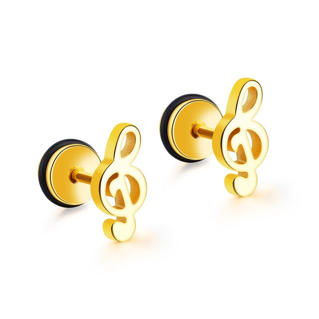 Treble Clef Stud Earrings
