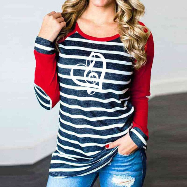 Striped Treble Clef Heart T-shirt