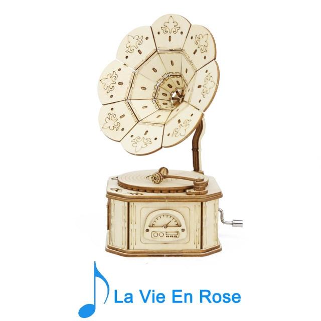 DIY Phonograph Wood Puzzle Music Box