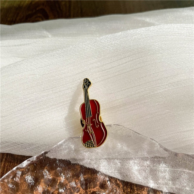 Music Instruments Enamel Brooch