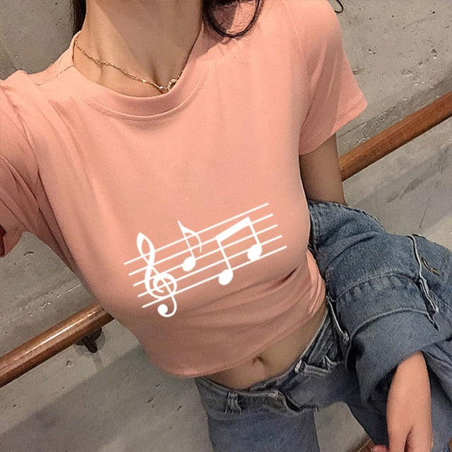 Music Notes Crop Tops