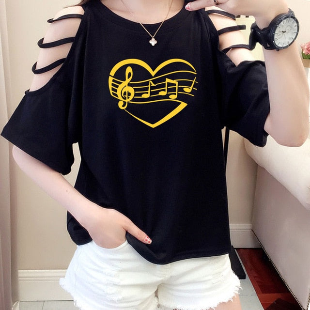 Music Heart Women Stylish T-shirt