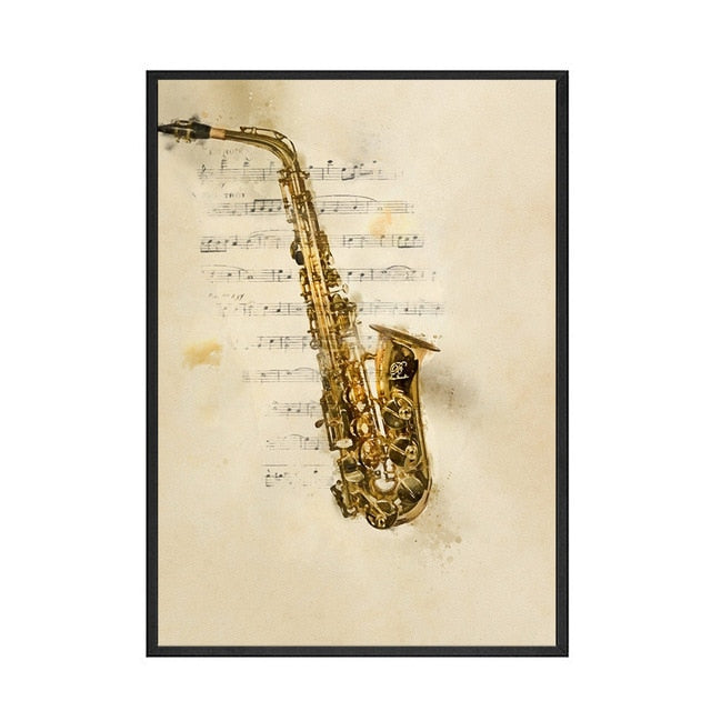 Vintage Music Instrument Wall Art
