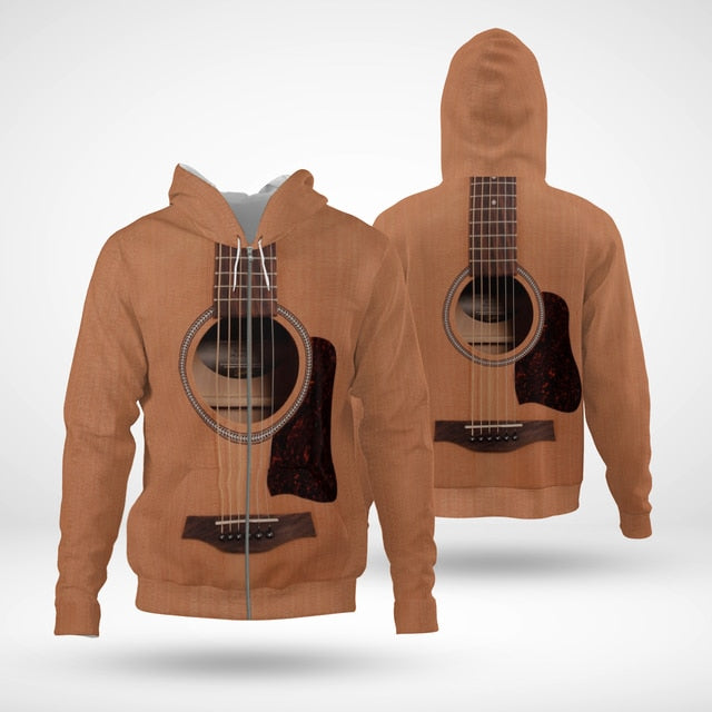 Guitar 3D Zipper Hoodie