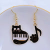 Piano Cat Enamel Earrings