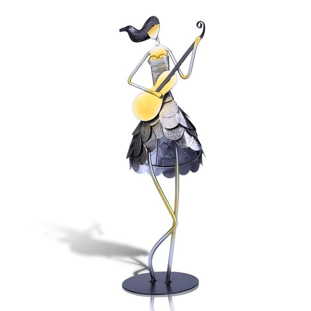 Girl With Music Instrument Sculpture