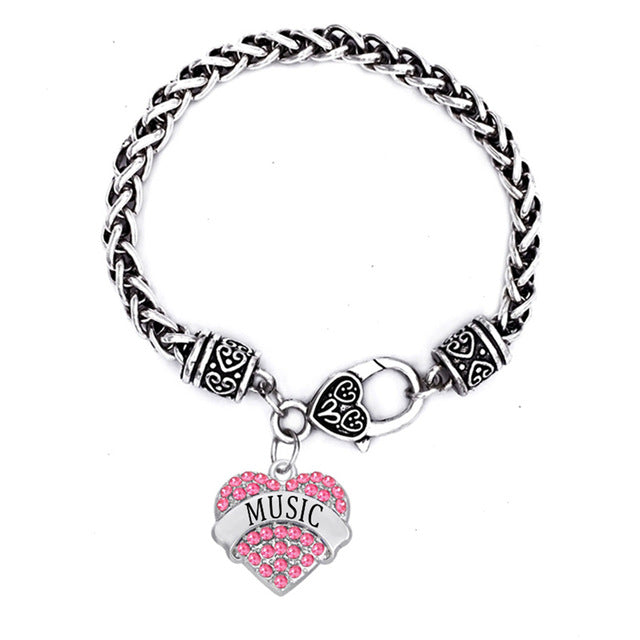 Music Heart Charm Bracelets