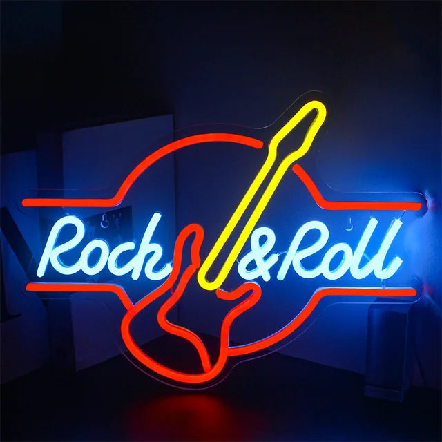 Guitar Rock & Live Music Neon Sign Light