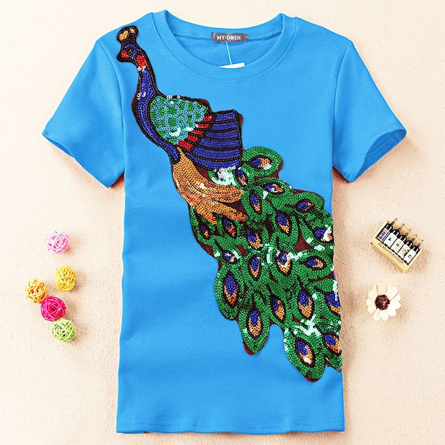Peacock Sequins T-Shirt