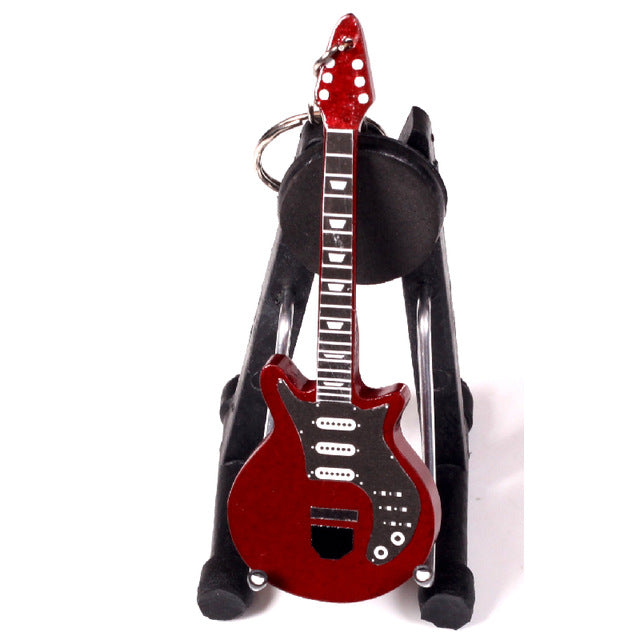 Wooden Miniature Guitar Keychains