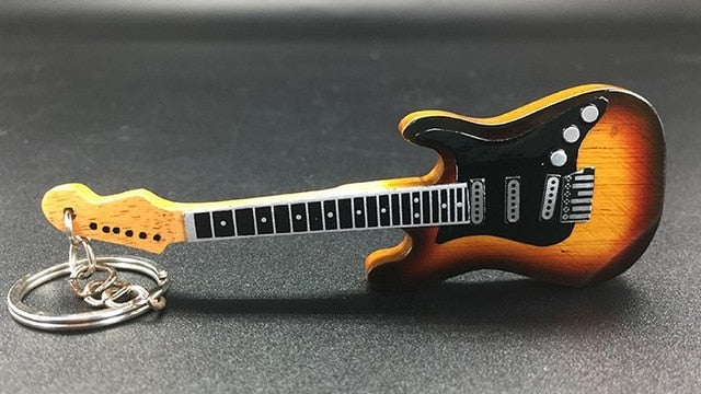 Wooden Miniature Guitar Keychains