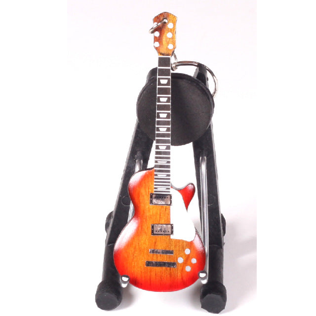 Wooden Miniature Guitar Keychains