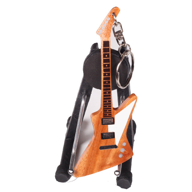 Wooden Miniature Guitar Keychains