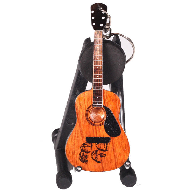 Wooden Miniature Guitar Keychains