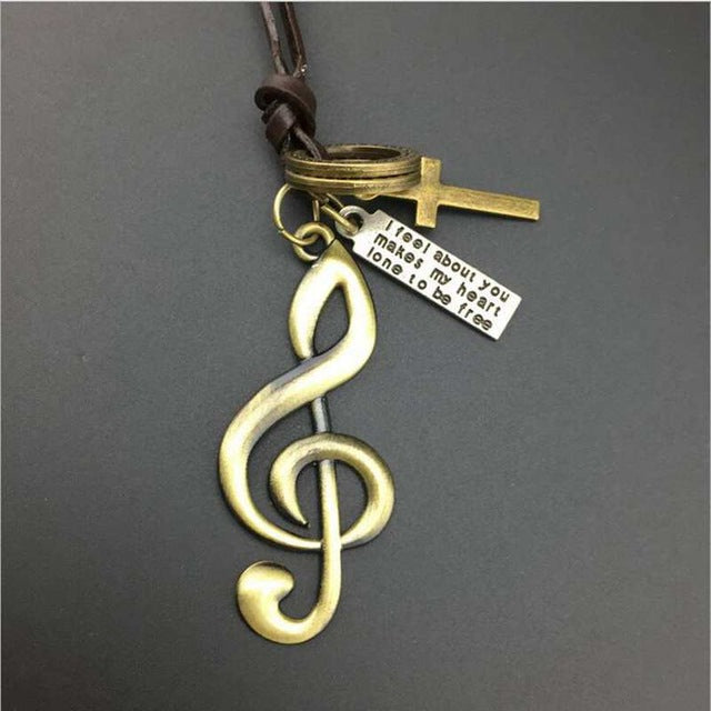 Vintage Music Note Pendant Necklace