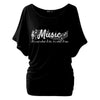 MUSIC Quote Cold Shoulder T-shirt