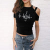 Music Clef Heartbeat Off Shoulder T-shirt