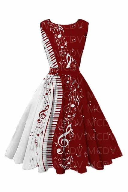 Vintage Music Note Piano Dress