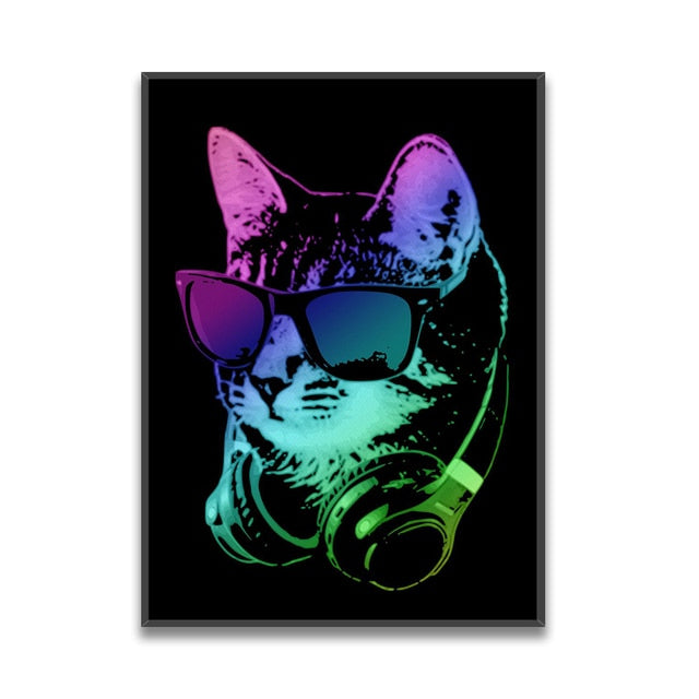 Colorful Animal Headphone Canvas Art