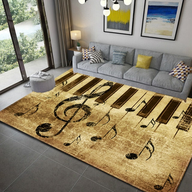 Music Notes Piano Area Rug