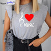Red Heart Music Notes Sleeveless Top