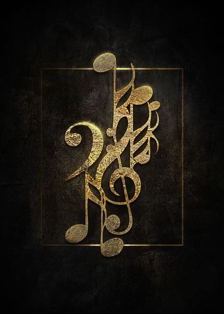 Gold Music Note Instrument Poster