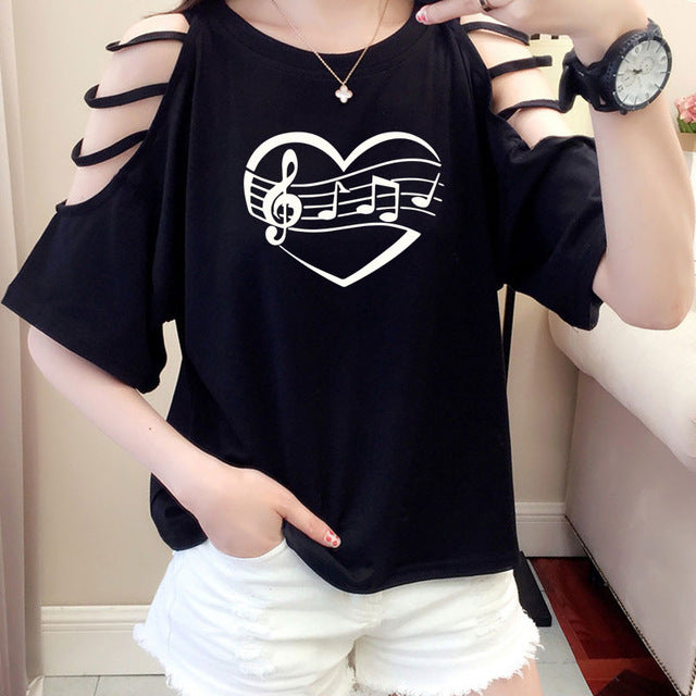 Music Heart Women Stylish T-shirt