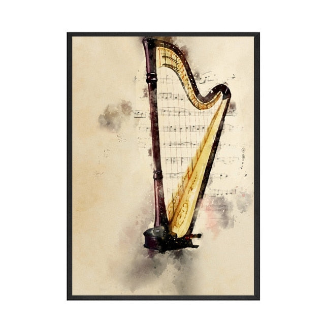Vintage Music Instrument Wall Art