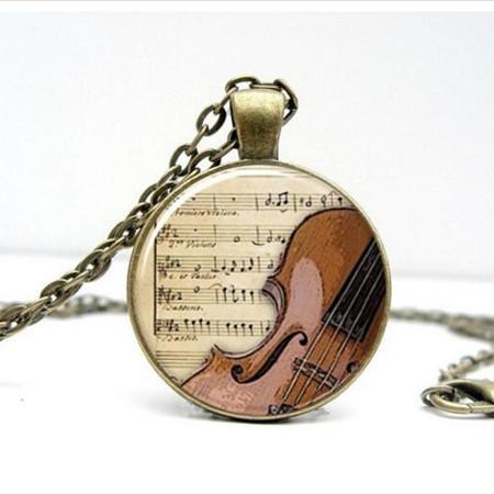 Violin Glass Necklace - Artistic Pod