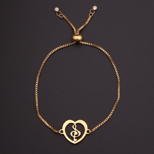 Golden Heart Treble Clef Bracelet