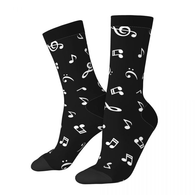 B&W Music Notes Socks