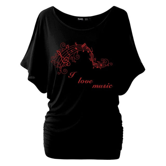 I Love Music Batwing T-shirt