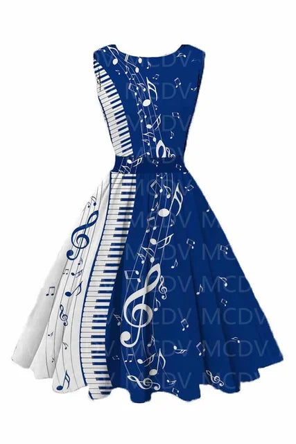 music note prom dress Elegant Music Note Sleeveless Dress