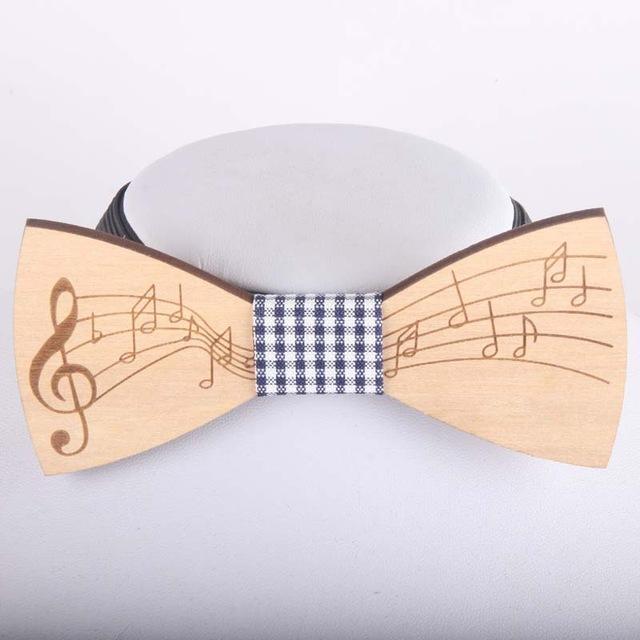 Wooden Music Notes Bow Tie