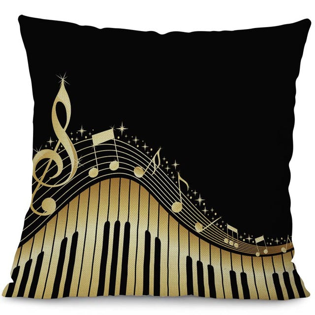 Fashionable Music Note Pillow Case - Black - { shop_name }} - Review