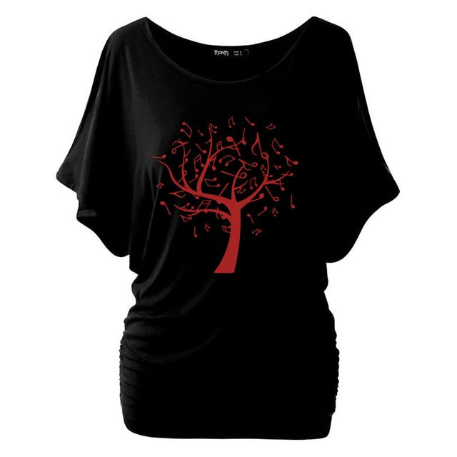 Tree Of Life Music Notes Cold Shoulder T-shirt