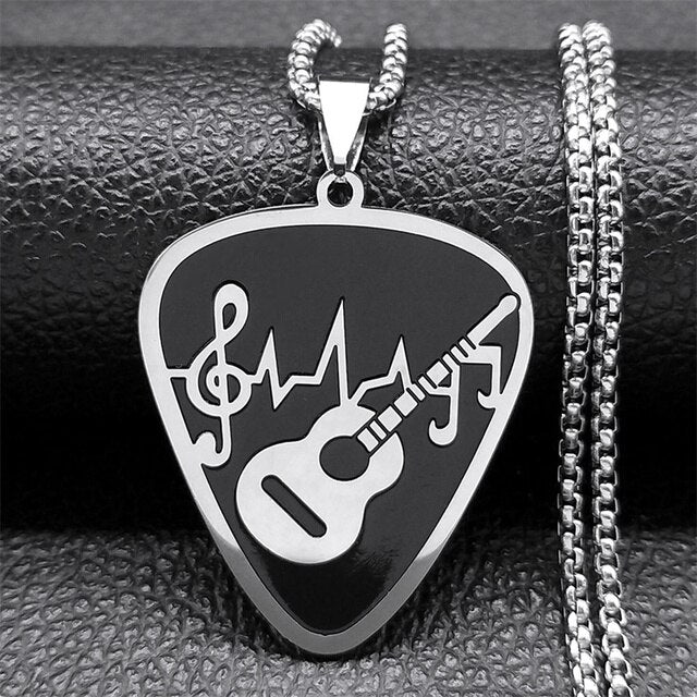 Music Note Guitar Pick Necklace