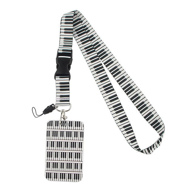 Music Piano Lanyard Vertical Card Holder