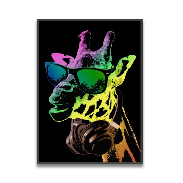 Colorful Animal Headphone Canvas Art