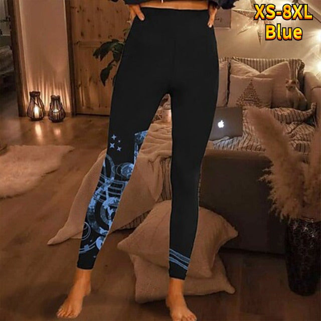 Blue Music Notes Leggings