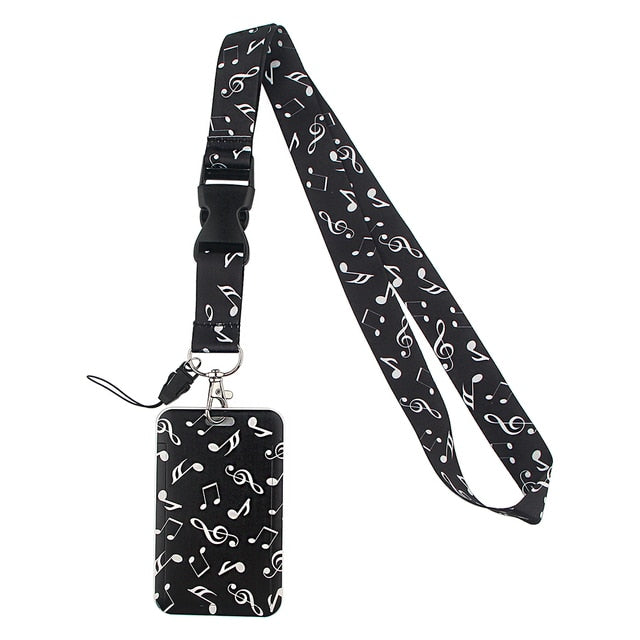 Music Piano Lanyard Vertical Card Holder