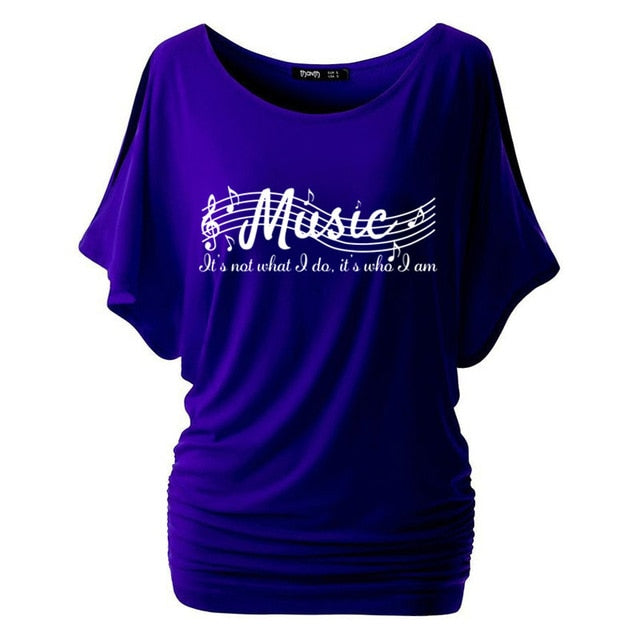 MUSIC Quote Cold Shoulder T-shirt
