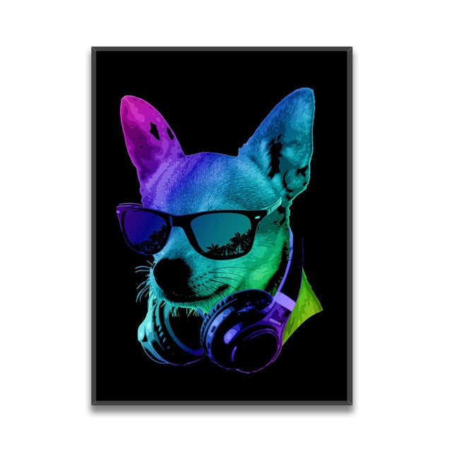 Colorful Animal Headphone Canvas Art