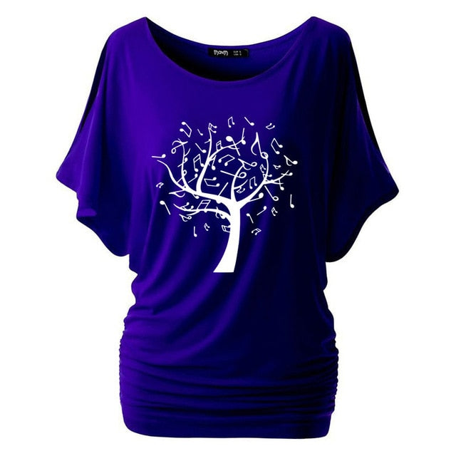 Tree Of Life Music Notes Cold Shoulder T-shirt